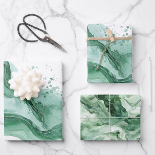 Grüne Welle Abstrakter Geburtstag Geschenkpapier Set