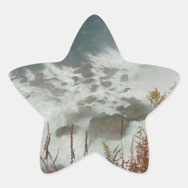 Grüne Wellen Blaues Weiß Wasser Abstrakte Naturges Stern-Aufkleber (Vorderseite)
