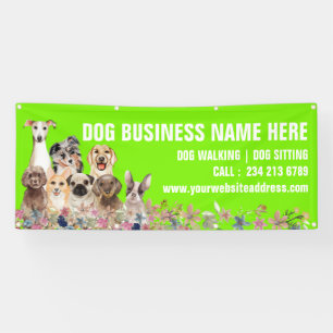 Grüne Welpen Flora Botanischer Hund Sitzen Banner
