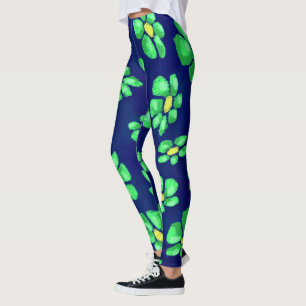 Grüne Whimsical Blume - Debatten über den blauen H Leggings