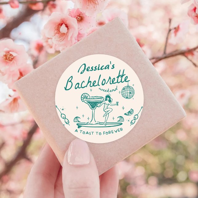 Grüne Whimsikhand gezogen Funky Bachelorette Runder Aufkleber (Von Creator hochgeladen)
