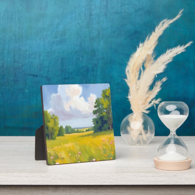 Grüne Wiesen Landschaftsbild Malerei Fotoplatte (InSitu)