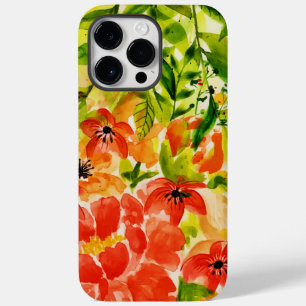 Grüne Wild blühende Korallen Blume Wasserfarbe Case-Mate iPhone 14 Pro Max Hülle