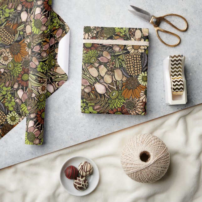 Grüne Wildblume Garden Musterpapier Geschenkpapier (Kunsthandwerk)