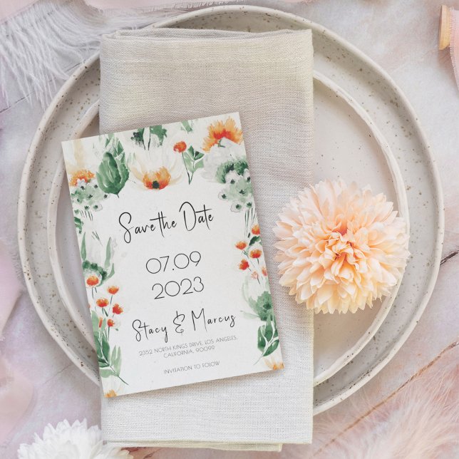 Grüne Wildblumen Save the Date einladen Einladung (Von Creator hochgeladen)