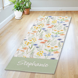Grüne Wildblumen-Wasserfarbe Benutzername Yogamatte