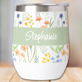 Grüne Wildblumen-Wasserfarbe-Monogramm-Name