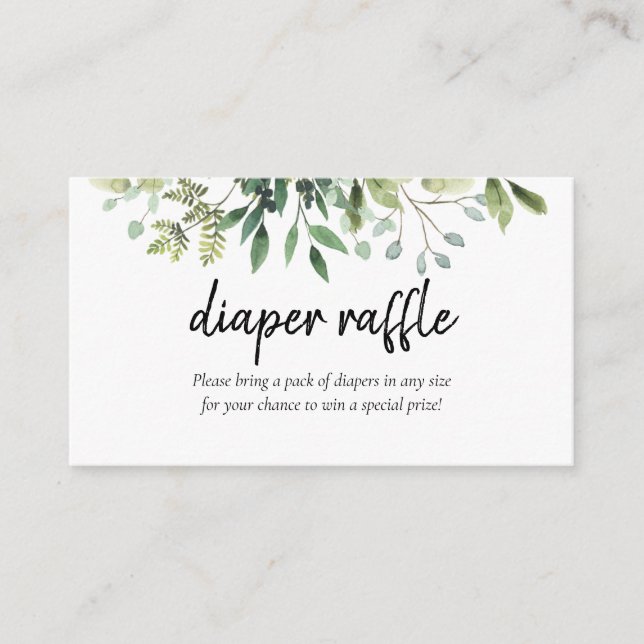 Grüne Windel Tombola Baby Dusche Umschließung Begleitkarte (Vorderseite)