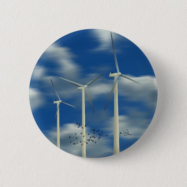 Grüne Windkraftanlage Button (Vorderseite)
