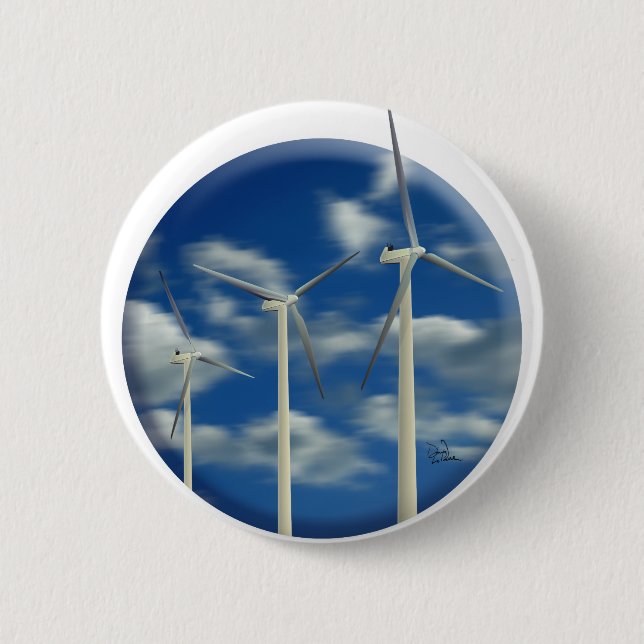 Grüne Windkraftanlage Button (Vorderseite)