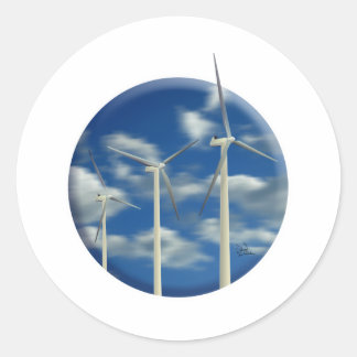 Grüne Windkraftanlage Runder Aufkleber