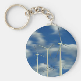 Grüne Windkraftanlage Schlüsselanhänger
