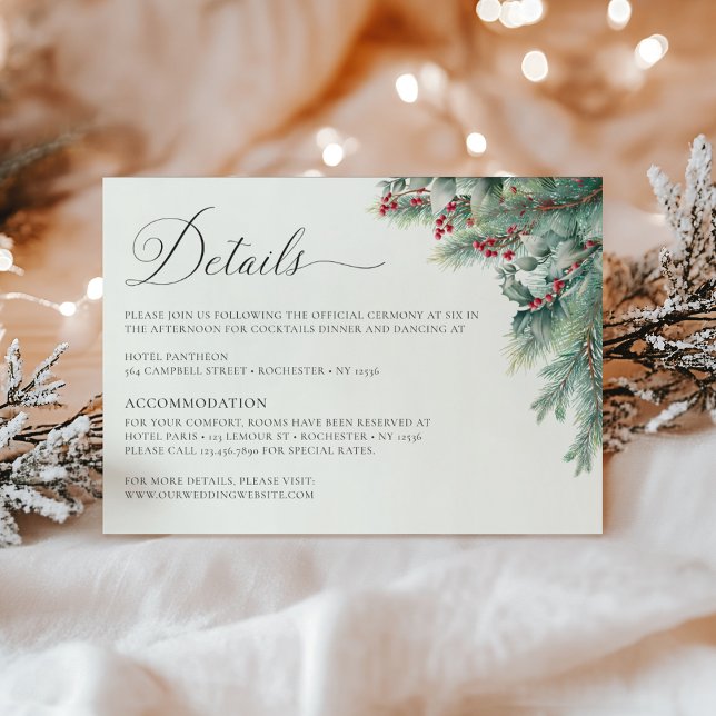 Grüne Winter Berries & Pine Details zum Thema Wass Begleitkarte (Von Creator hochgeladen)