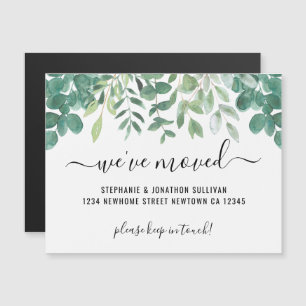 Grüne Wir haben die Ankündigungskarte verschoben Magneteinladung