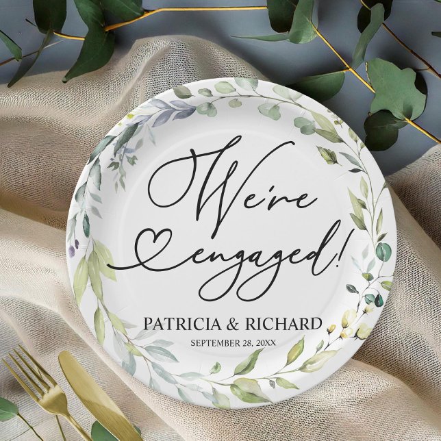 Grüne Wir sind Verlobte Engagement Party Pappteller (Von Creator hochgeladen)
