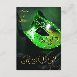 Grüne Wirbel-Maskenball-Maske RSVP-Einladung Einladung