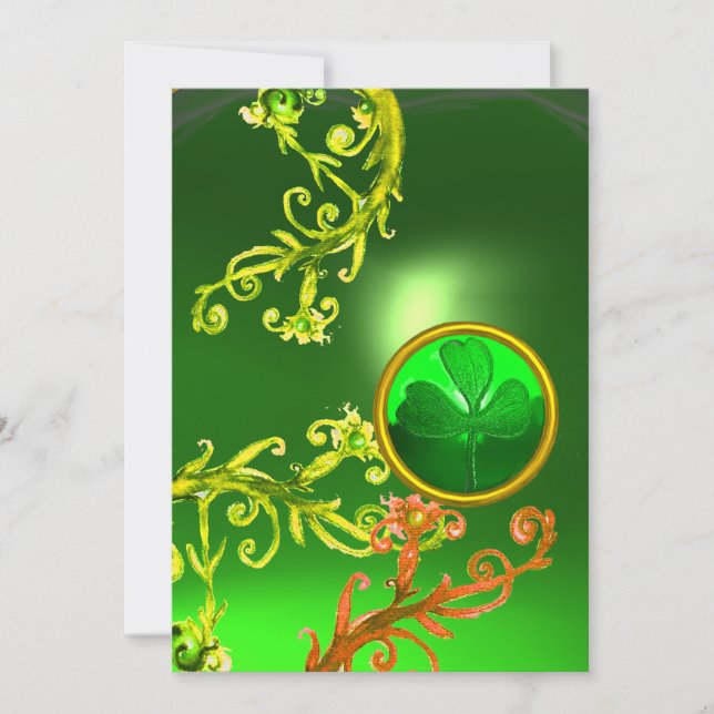 GRÜNE WIRBEL UND KLEEBLATT ST PATRICK'S DAY PARTY EINLADUNG (Vorderseite)