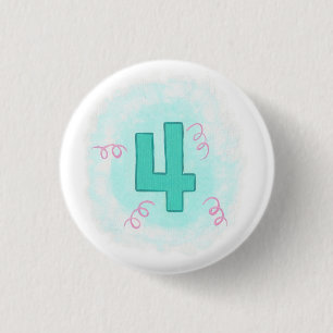 Grüne Wirbels-Geburtstags-Knöpfe der Nr.-4 rosa Button