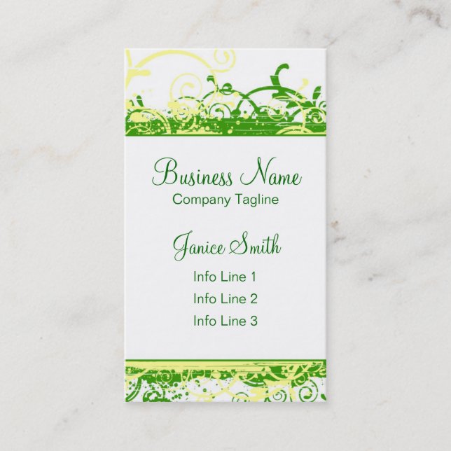 Grüne Wirbels-Geschäfts-Karten-Schablone Visitenkarte (Vorderseite)