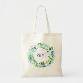 Grüne Wreath-Monogramm-Tasche Tragetasche