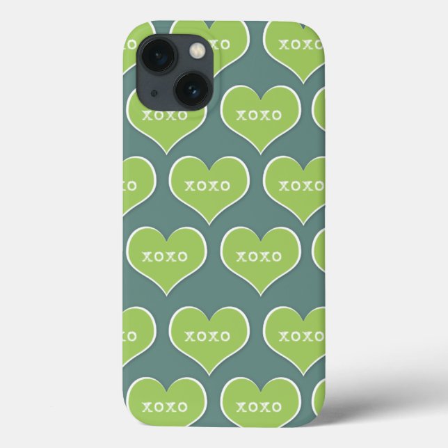 Grüne XOXO-Herzen - benutzerdefinierbare Hintergru Case-Mate iPhone Hülle (Rückseite)