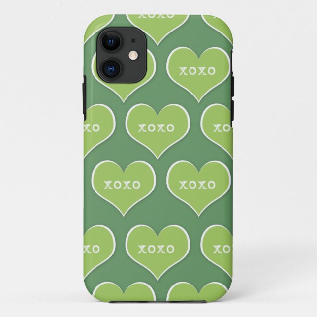 Grüne XOXO-Herzen - benutzerdefinierbare Hintergru Case-Mate iPhone Hülle (Rückseite)