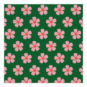 Grüne Y2K kühne Wildblume Lebhafte Frühlingskunst Poster