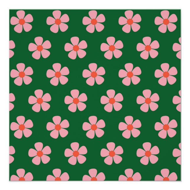 Grüne Y2K kühne Wildblume Lebhafte Frühlingskunst Poster (Vorderseite)