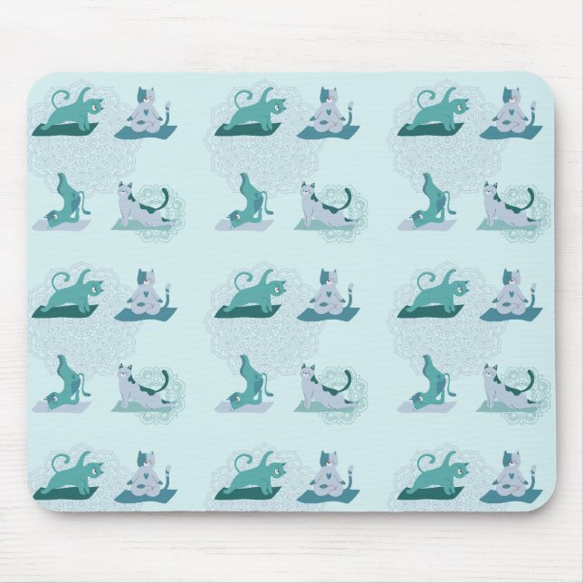 Grüne Yogakatzen Mousepad (Vorne)