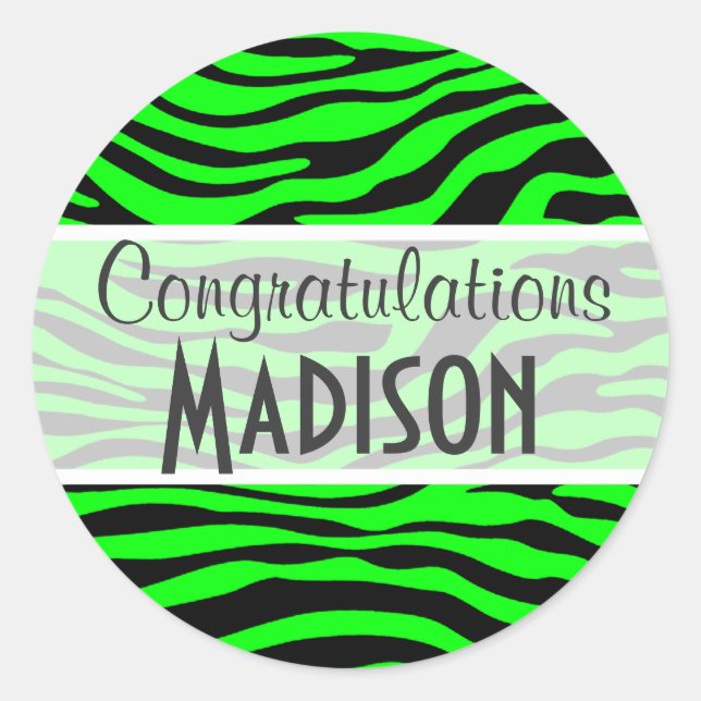 Grüne Zebra-Streifen-Farbe Runder Aufkleber (Vorderseite)