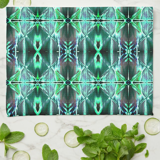 Grüne zeichnend Wiederholung, die verschiedene For Geschirrtuch (Gefaltet)