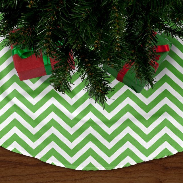 Grüne Zickzack Streifen Polyester Weihnachtsbaumdecke (Von Creator hochgeladen)