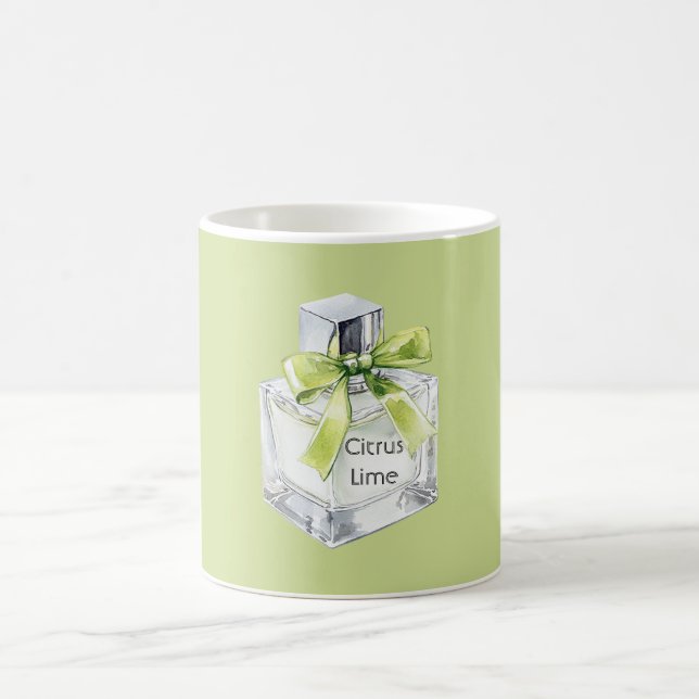 Grüne Zitrus-Limette-Frucht-Duftflaschen-Schleife Kaffeetasse (Mittel)