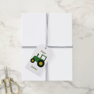 Grüne Zugmaschine Design Personalisiert Geburtstag Geschenkanhänger