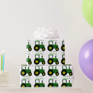Grüne Zugmaschine Design Personalisiert Geburtstag Geschenkpapier