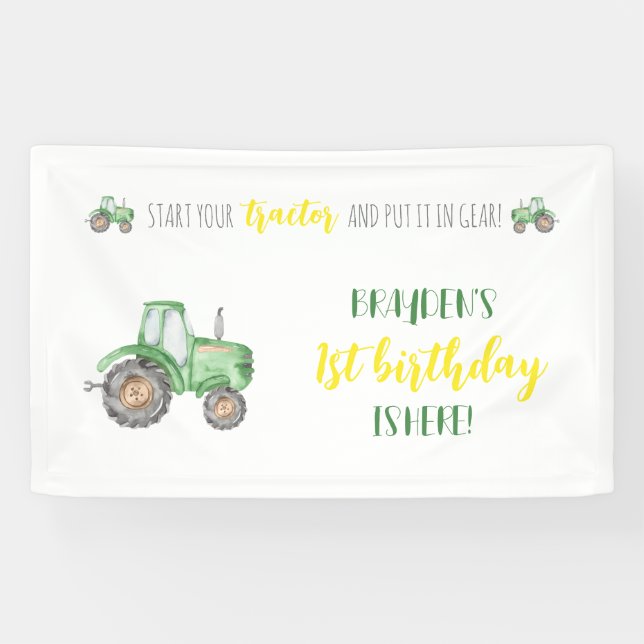 Grüne Zugmaschine Geburtstagsfarm Banner (Horizontal)
