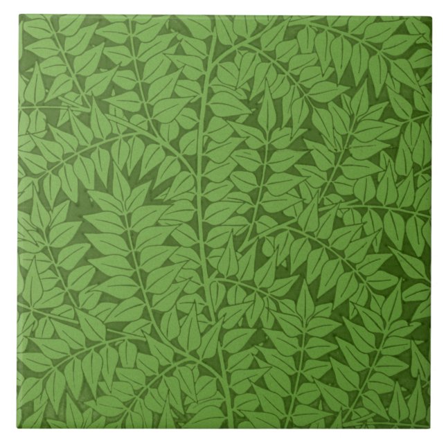 Grüne Zweigstelle Muster (Jungle Art) (William Mor Fliese (Vorderseite)