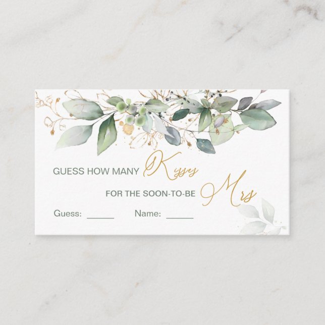 Grünen Blätter Rate Wie viele Kisses Game Begleitkarte (Vorderseite)