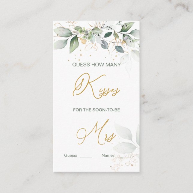 Grünen Blätter Rate Wie viele Kisses Game Begleitkarte (Vorderseite)