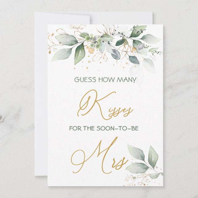 Grünen Blätter Rate Wie viele Kisses Game Einladung (Vorderseite)