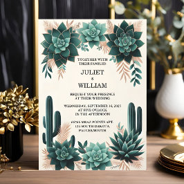 Grünen Boho Leaf Wüste Cacti Sukkulente Hochzeit Einladung