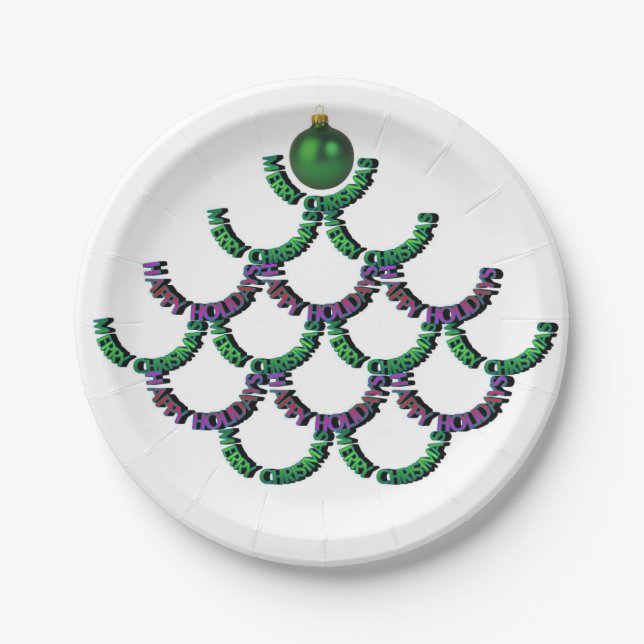 Grünen frohe Weihnachten und glückliche Neujahrsfe Pappteller (Vorderseite)