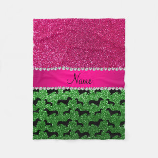 Grünen Glitzer Dackeln Rosa Glitzer Fleecedecke