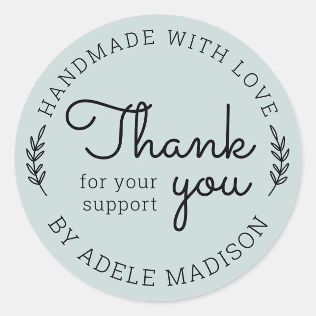 Grünen hausgemacht mit Liebe Vielen Dank Runder Aufkleber (Vorderseite)