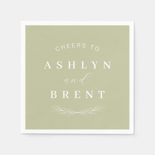 Grünen Hochzeitscocktail Napkins Serviette (Vorderseite)