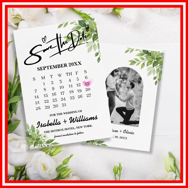 Grünen Kalender Hochzeit speichern Datum Begleitkarte (Von Creator hochgeladen)