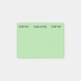 Grünen Musiknoten beachten Post-it Klebezettel