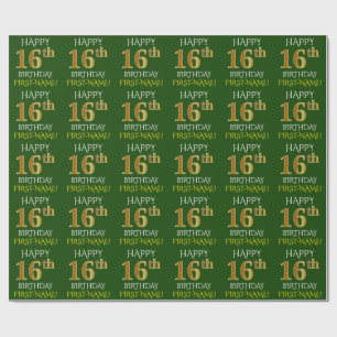Grünen Sie, Imitat-Gold "GLÜCKLICHER 16. Geschenkpapier