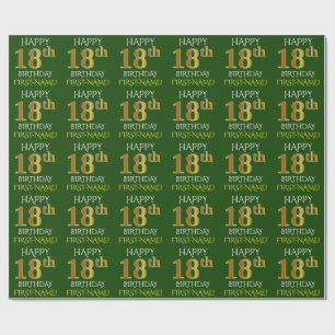 Grünen Sie, Imitat-Gold "GLÜCKLICHER 18. Geschenkpapier