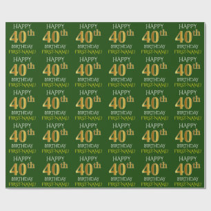 Grünen Sie, Imitat-Gold "GLÜCKLICHER 40. Geschenkpapier
